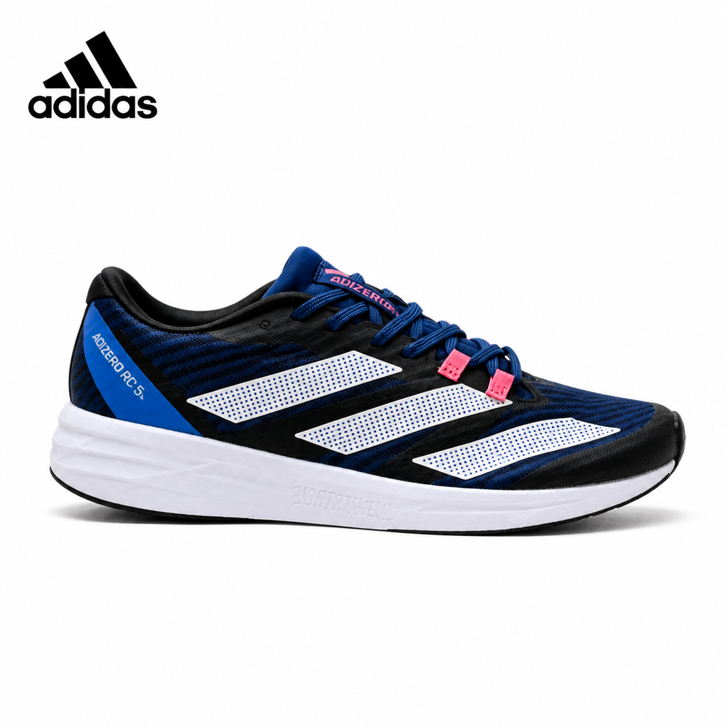 Adidas K81801450 men's running shoes in Navy/Pink - single shoe side profile