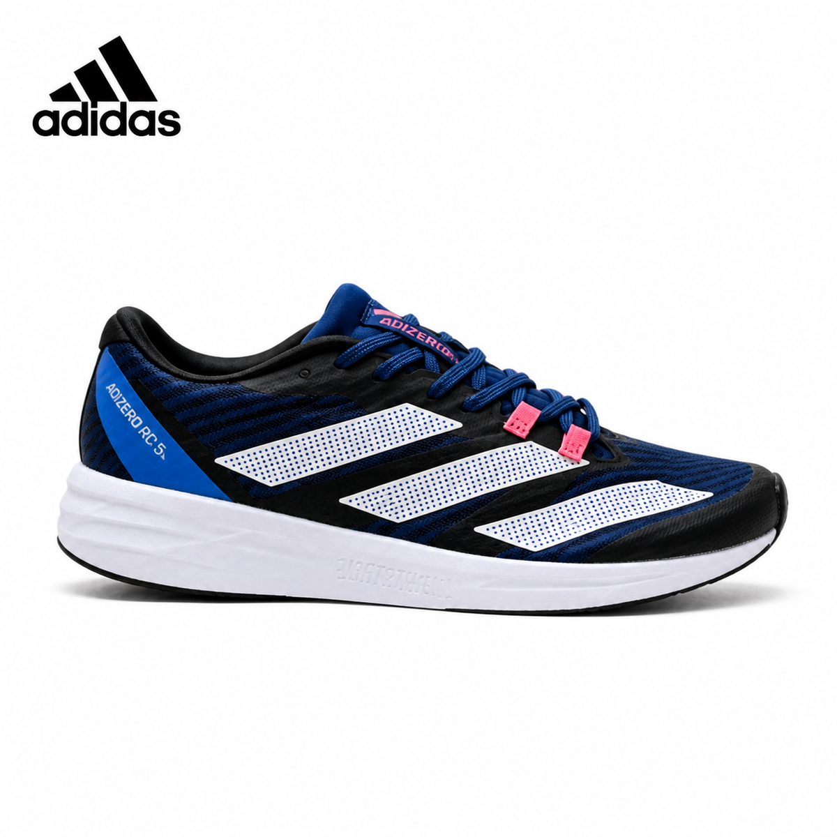 Adidas K81801450 men's running shoes in Navy/Pink - single shoe side profile