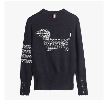 Men's Four-Stripe Crew Neck Knit Sweater THOM TREND