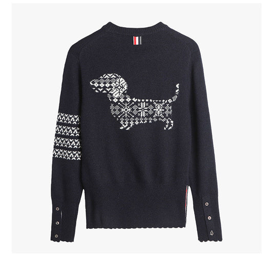 Men's Four-Stripe Crew Neck Knit Sweater THOM TREND
