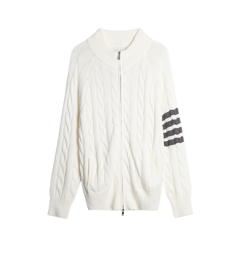 2025SS Cable knit zippered cardigan THOM TREND