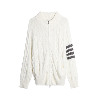 2025SS Cable knit zippered cardigan THOM TREND