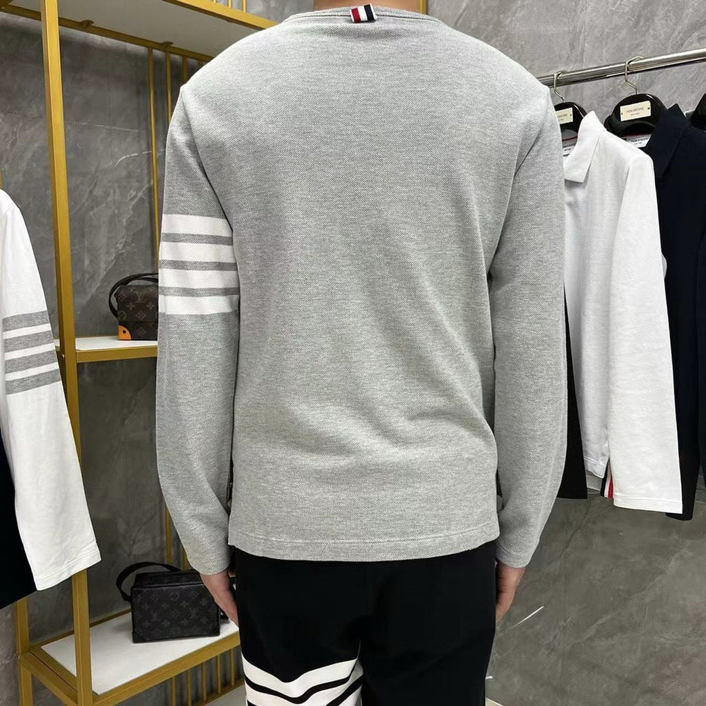 Classic Four-Bar Wool T-Shirt by Thom Browne, product detail view