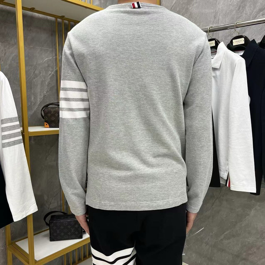 Classic Four-Bar Wool T-Shirt by Thom Browne, product detail view