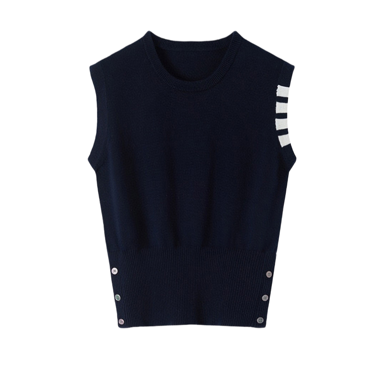 Four-Bar Knit Sweater Vest by Thom Browne, knitwear detail view