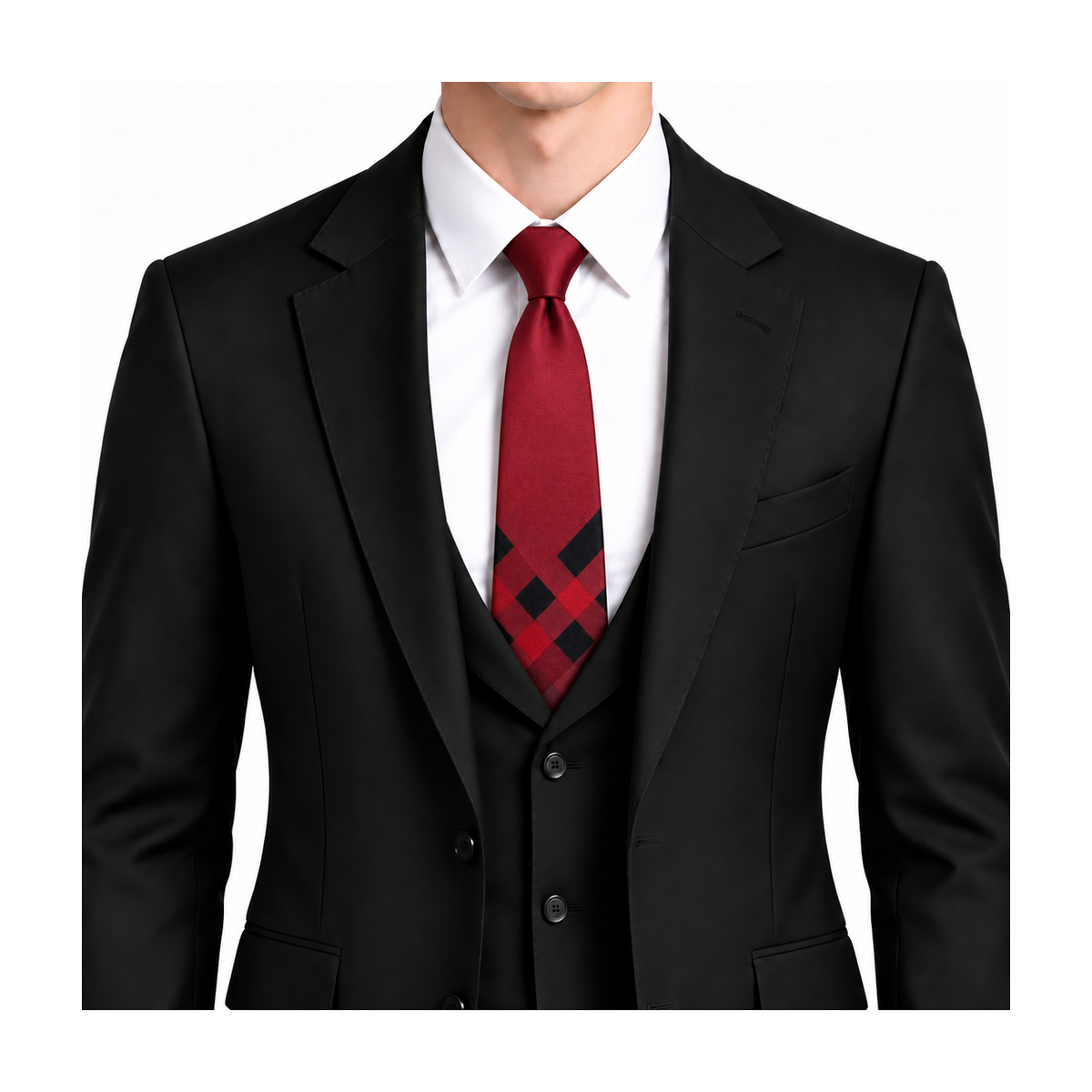 Burberry Style Men's Check Silk Tie - Model Main Image