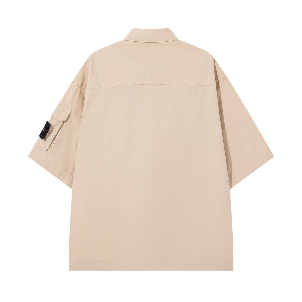 Stone Island Compass Badge Corduroy Short-Sleeve Shirt - Black product detail view