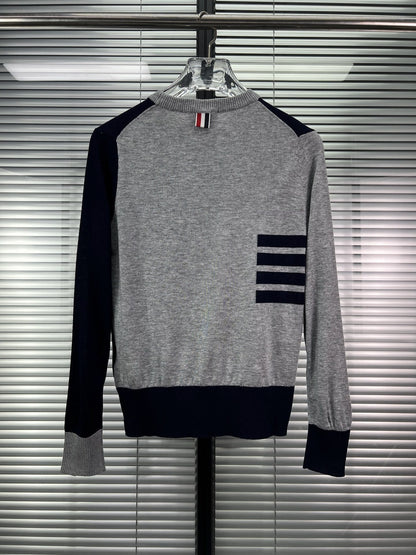 2025SS Spliced four-bar striped sweater THOM TREND
