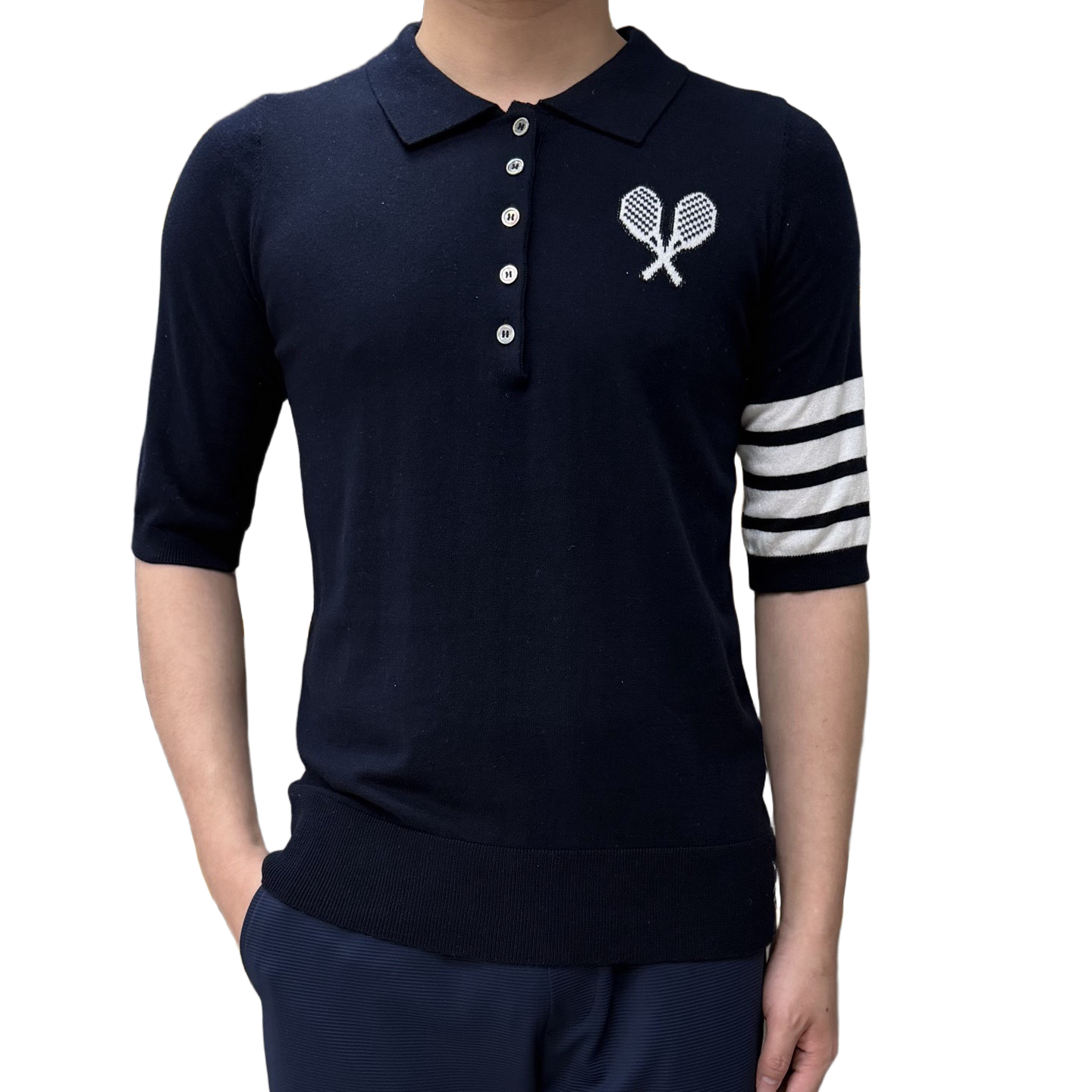 Tennis Racket Jacquard Polo Shirt THOM TREND