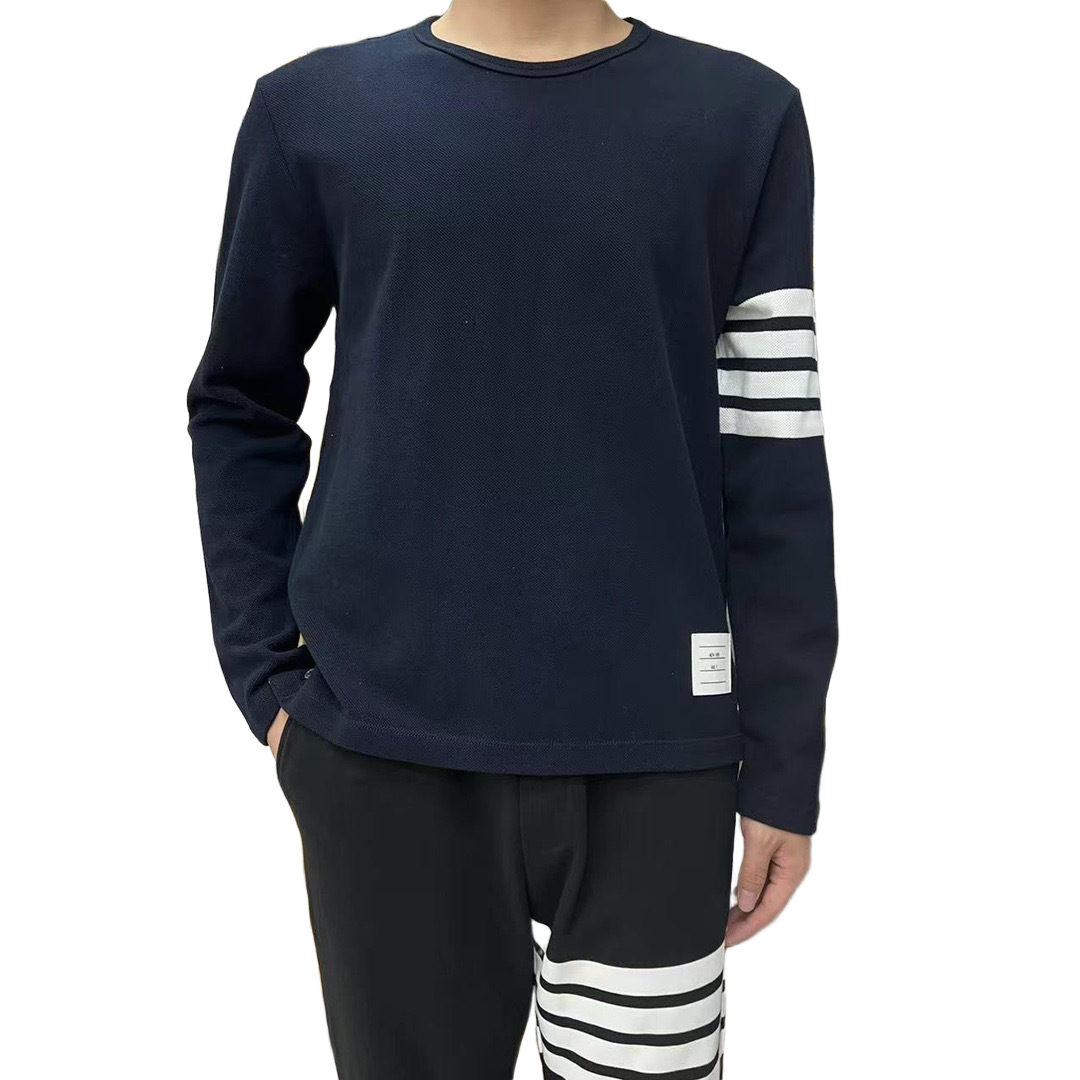 Classic Four-Bar Wool T-Shirt by Thom Browne, product detail view
