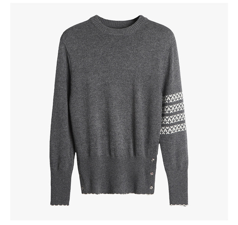 Men's Four-Stripe Crew Neck Knit Sweater THOM TREND