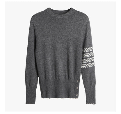 Men's Four-Stripe Crew Neck Knit Sweater THOM TREND