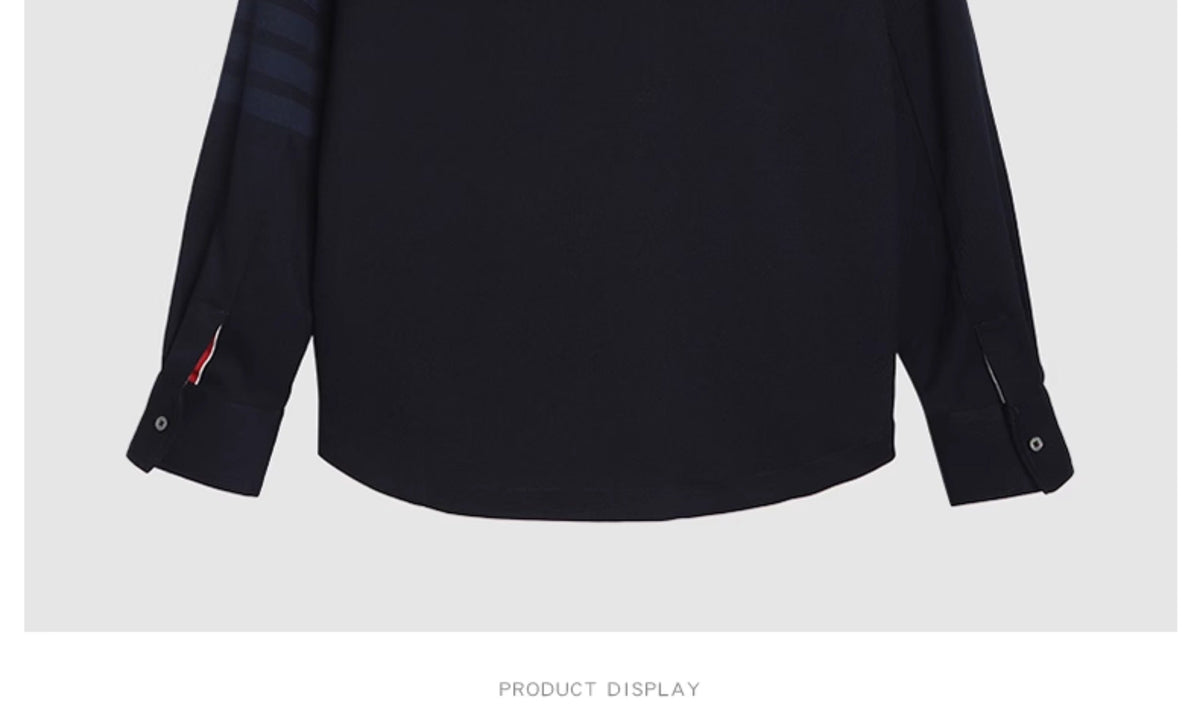 Men's shirt jacket by Thom Browne, shirt detail view
