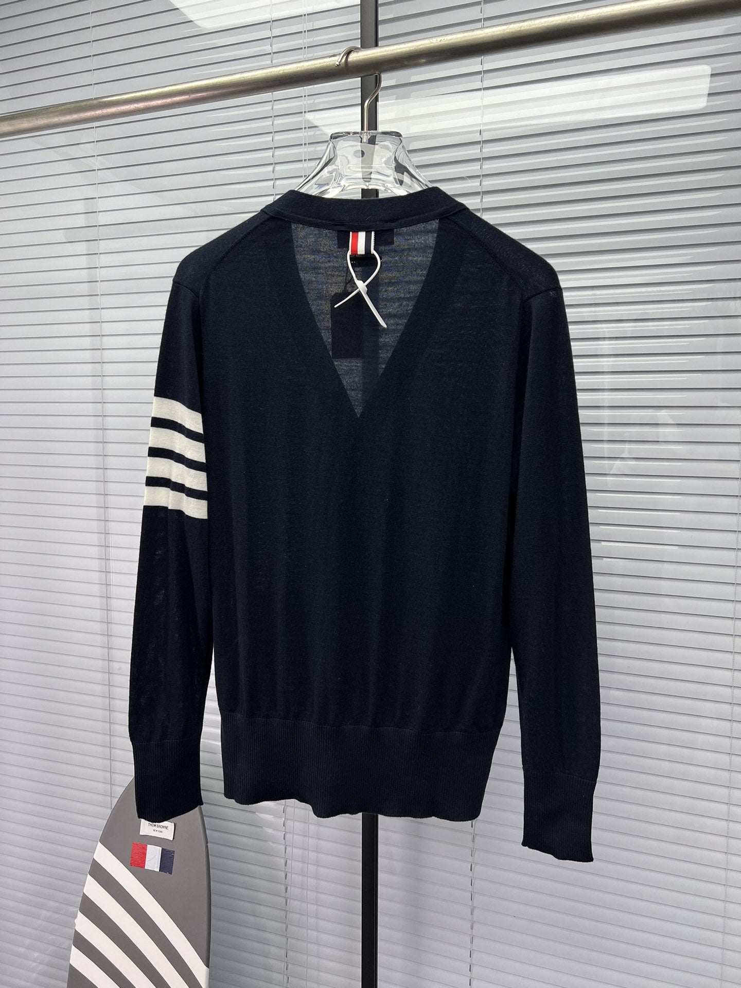Wool Four-Bar Stripe Knit Cardigan THOM TREND