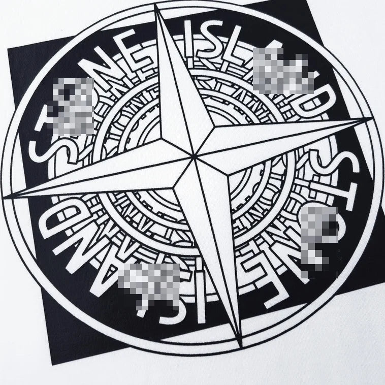 Stone Island Layered Compass Geometric Cotton T-Shirt - Black product detail view