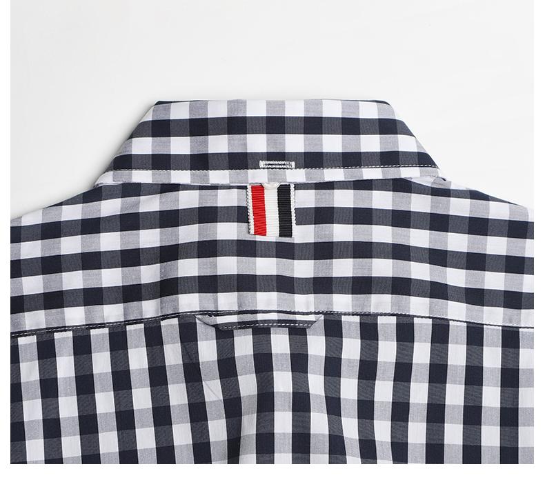 Men's Couple plaid shirt by Thom Browne, shirt detail view