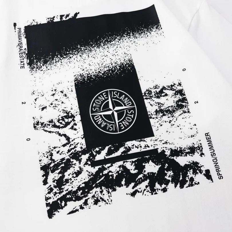 Stone Island Abstract Monochrome Back Graphic Cotton T-Shirt - Black product detail view