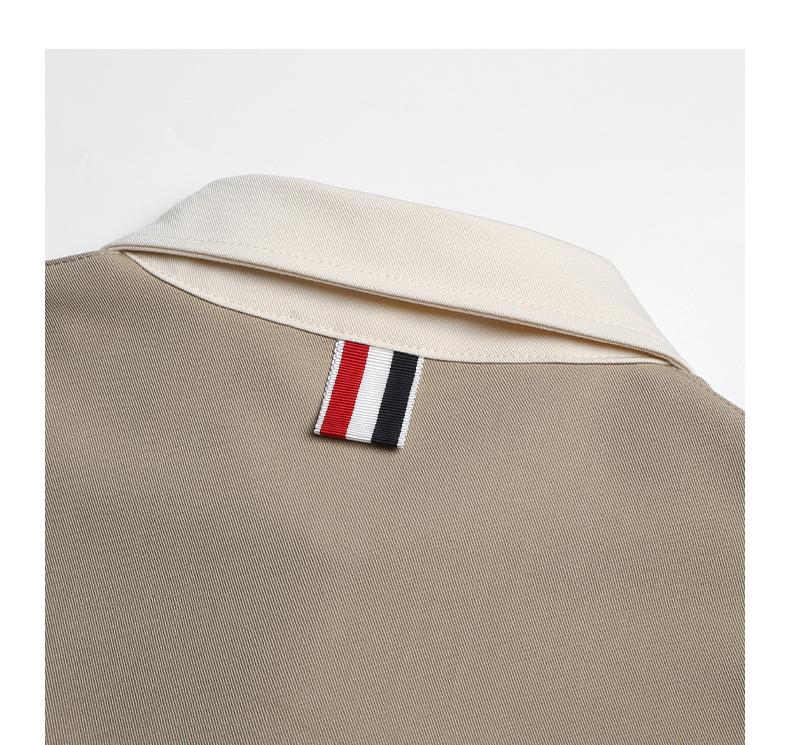 Khaki color-blocked shirt THOM TREND