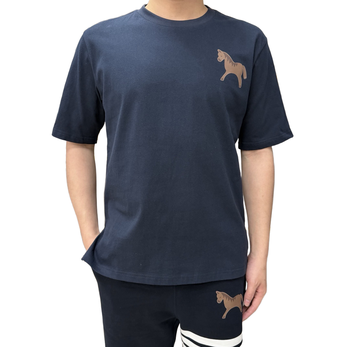 Four-Bar Crew Neck Short Sleeve T-Shirt by Thom Browne, product detail view