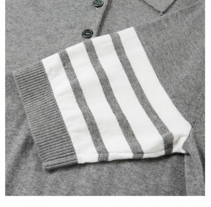 Women's Polo Knit Top – Tennis Racket Print THOM TREND