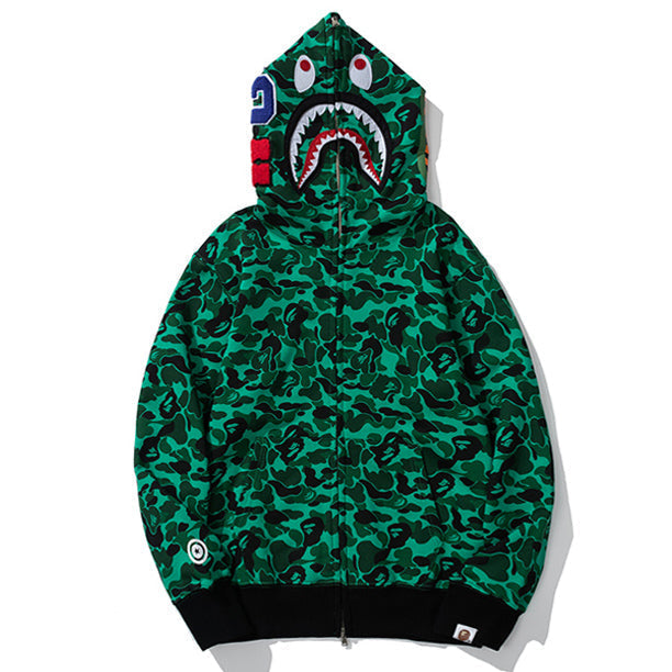 BAPE Green Camo Shark Zip Hoodie product view 3