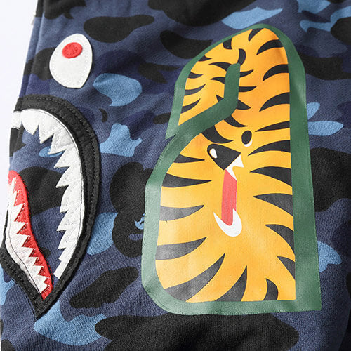 BAPE Navy Blue Camo Shark Hoodie product view 10