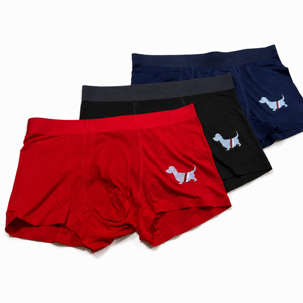 Thom Browne Style Men's Cotton Boxer Briefs with Signature Four-Bar Detail - Image 5