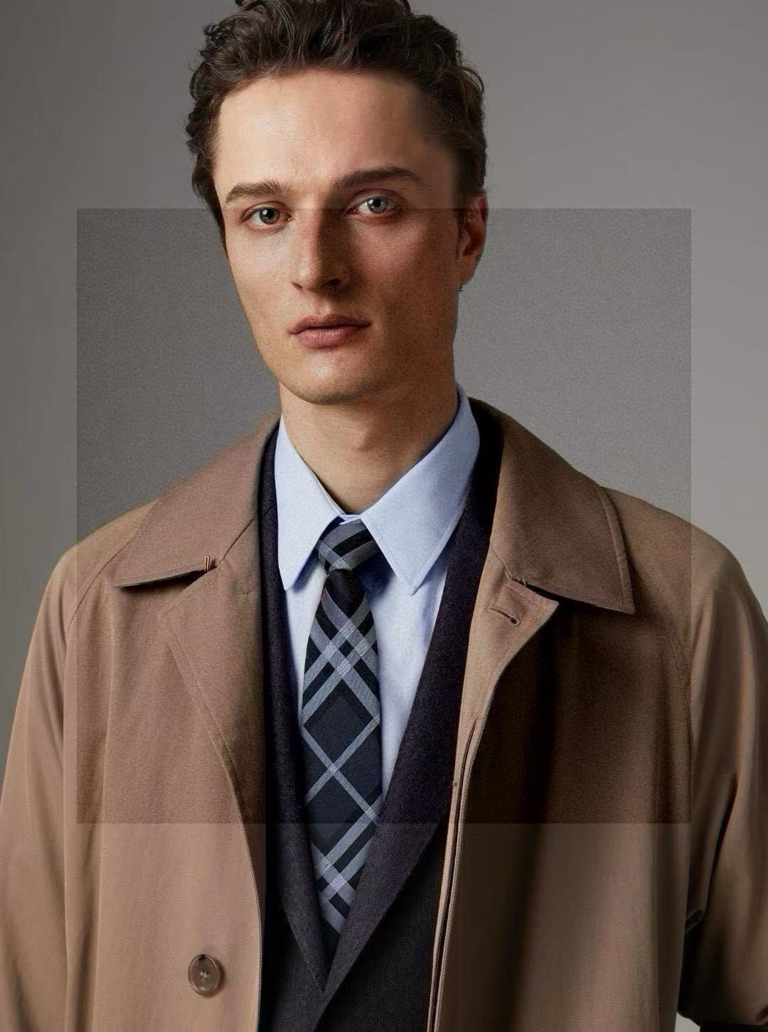 Burberry Style Men's Classic Check Silk Tie - Detail Image 8