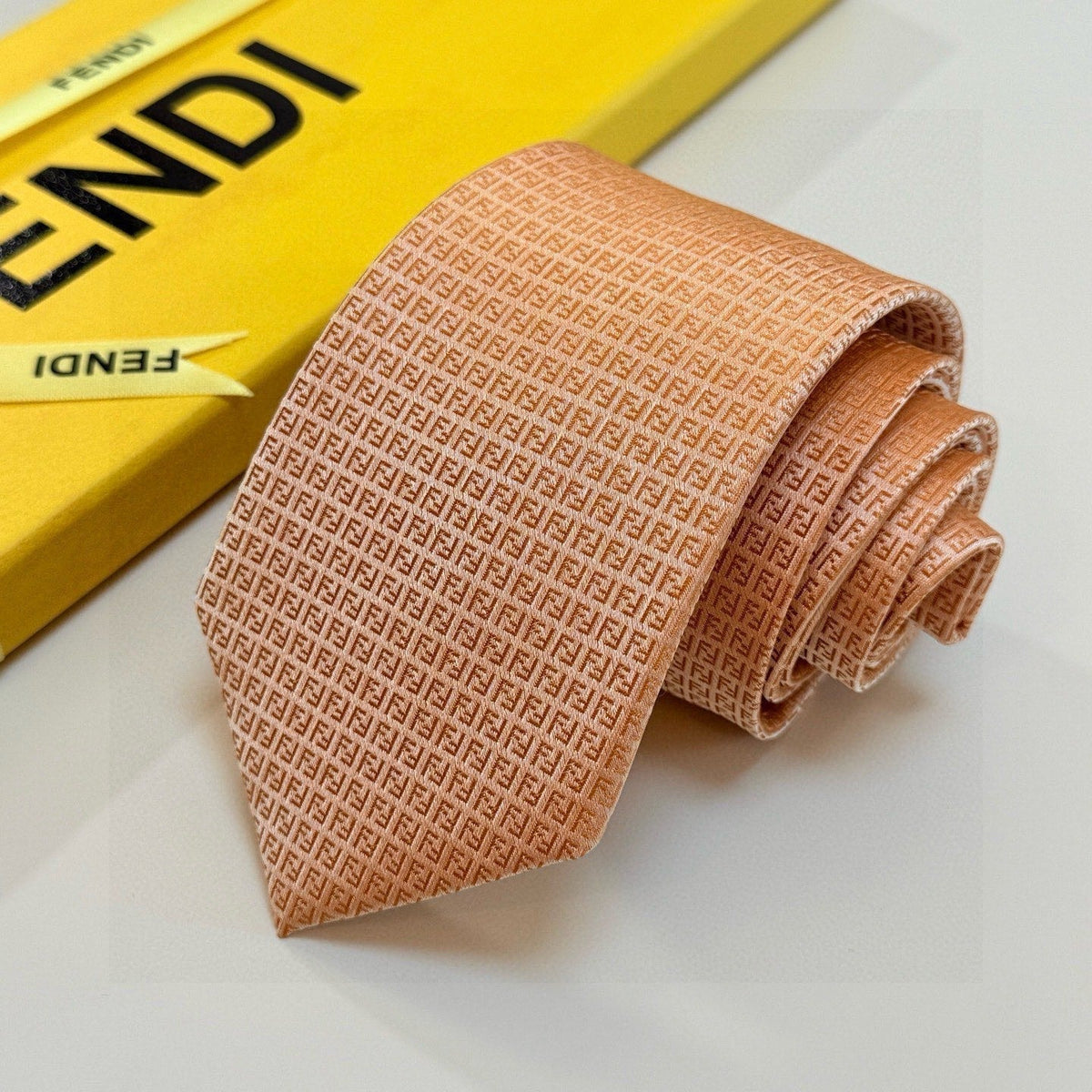 Fendi Style Men's Textured Solid Silk Tie - Detail Image 3