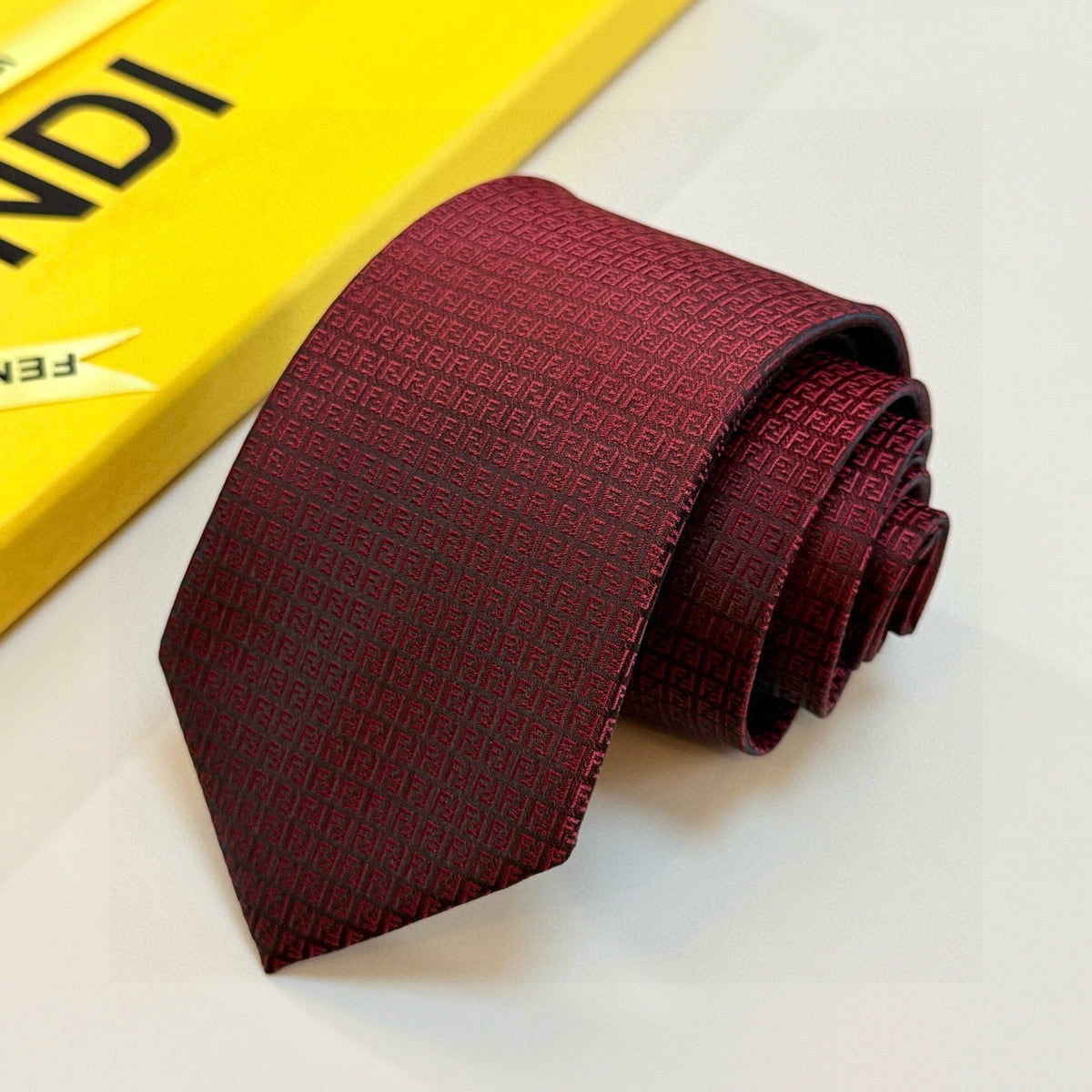 Fendi Style Men's Textured Solid Silk Tie - Main Image