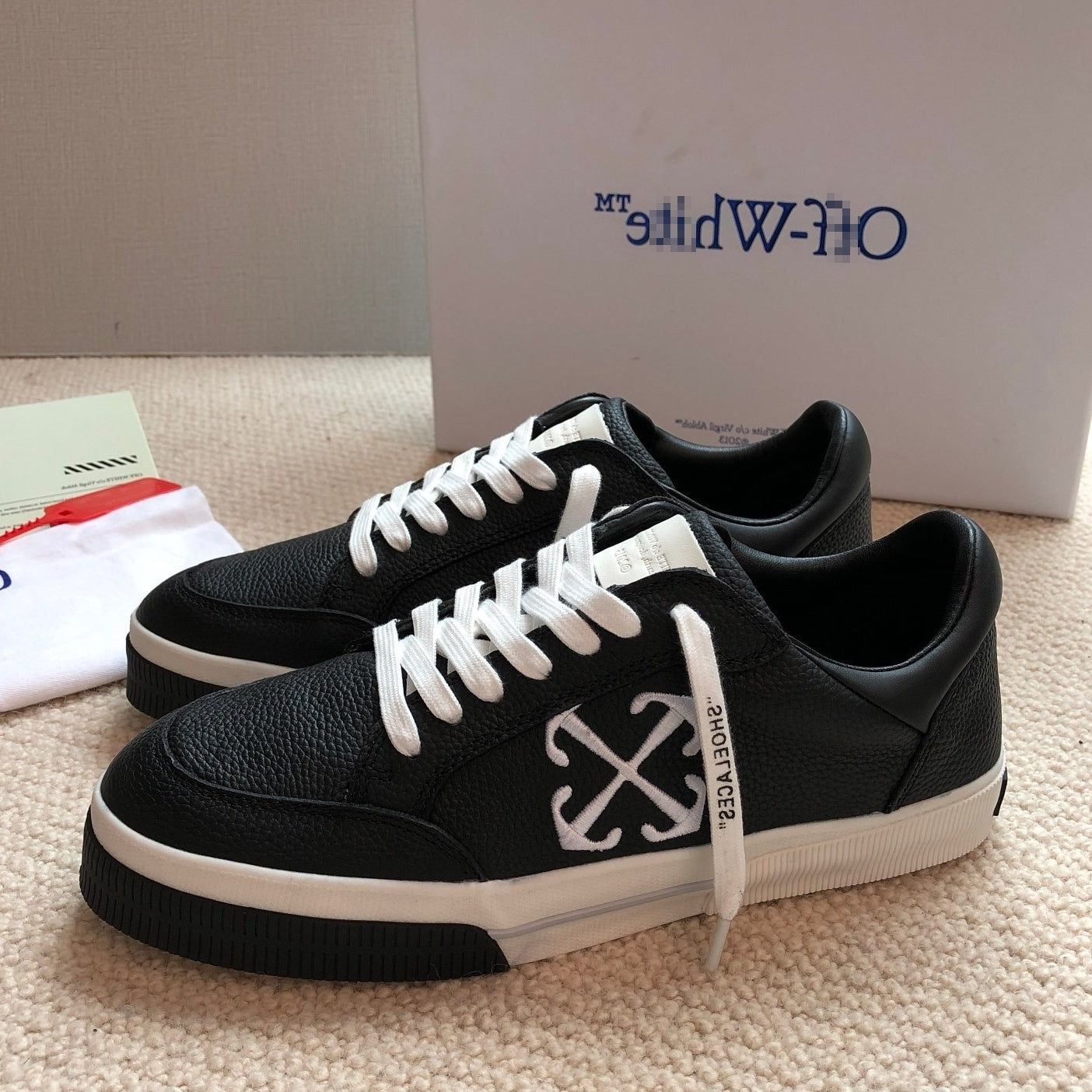 OFF-Whlte Genuine Leather Sneakers#65 4-Bar