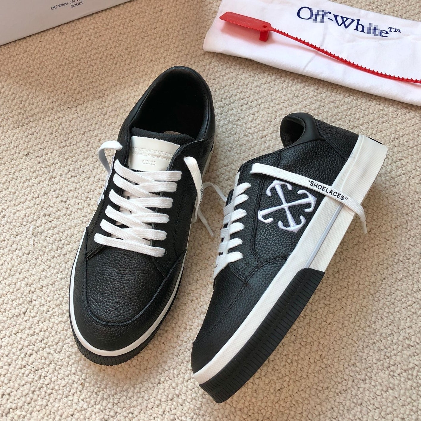 OFF-Whlte Genuine Leather Sneakers#65 4-Bar