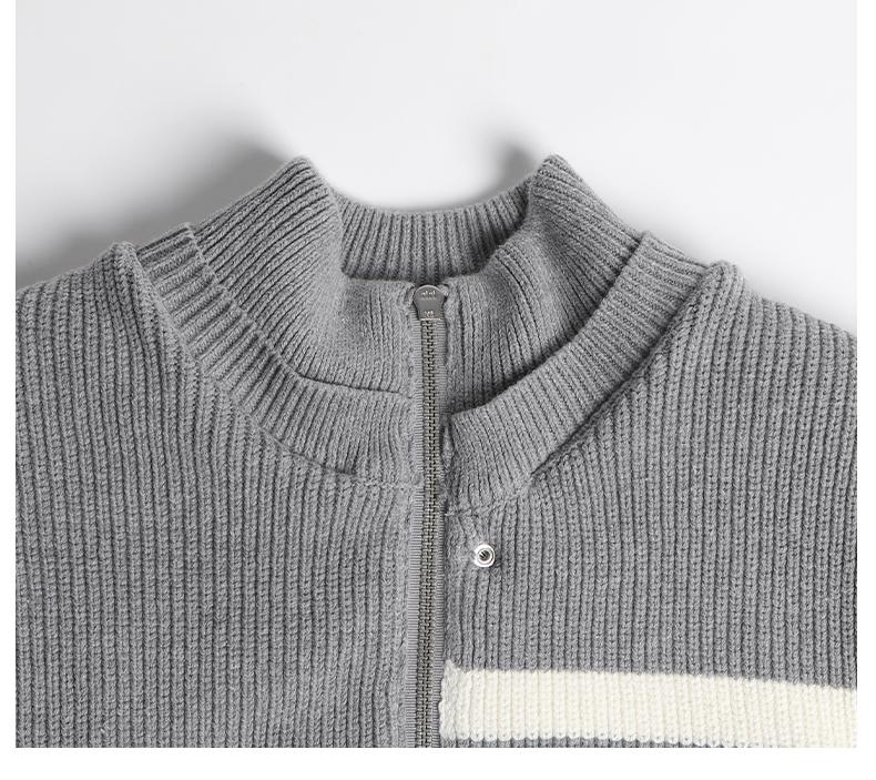 Unisex double-sided fake two-piece jacket by Thom Browne, outerwear detail view