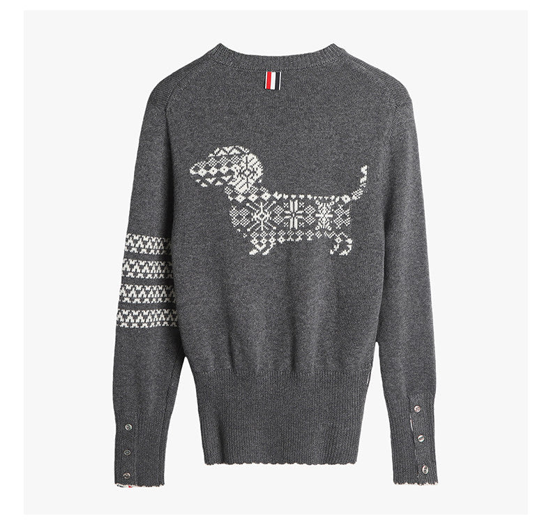 Men's Four-Stripe Crew Neck Knit Sweater THOM TREND
