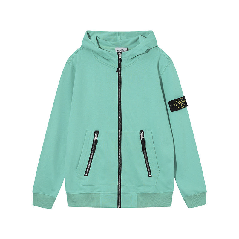 Stone Island Compass Badge Zip-Up Fleece Hoodie - Pink product detail view