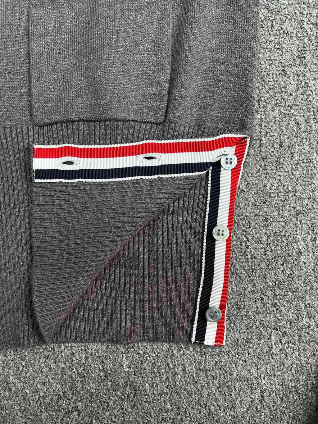 Thom Browne Style Four-Bar V-Neck Button Knit Vest