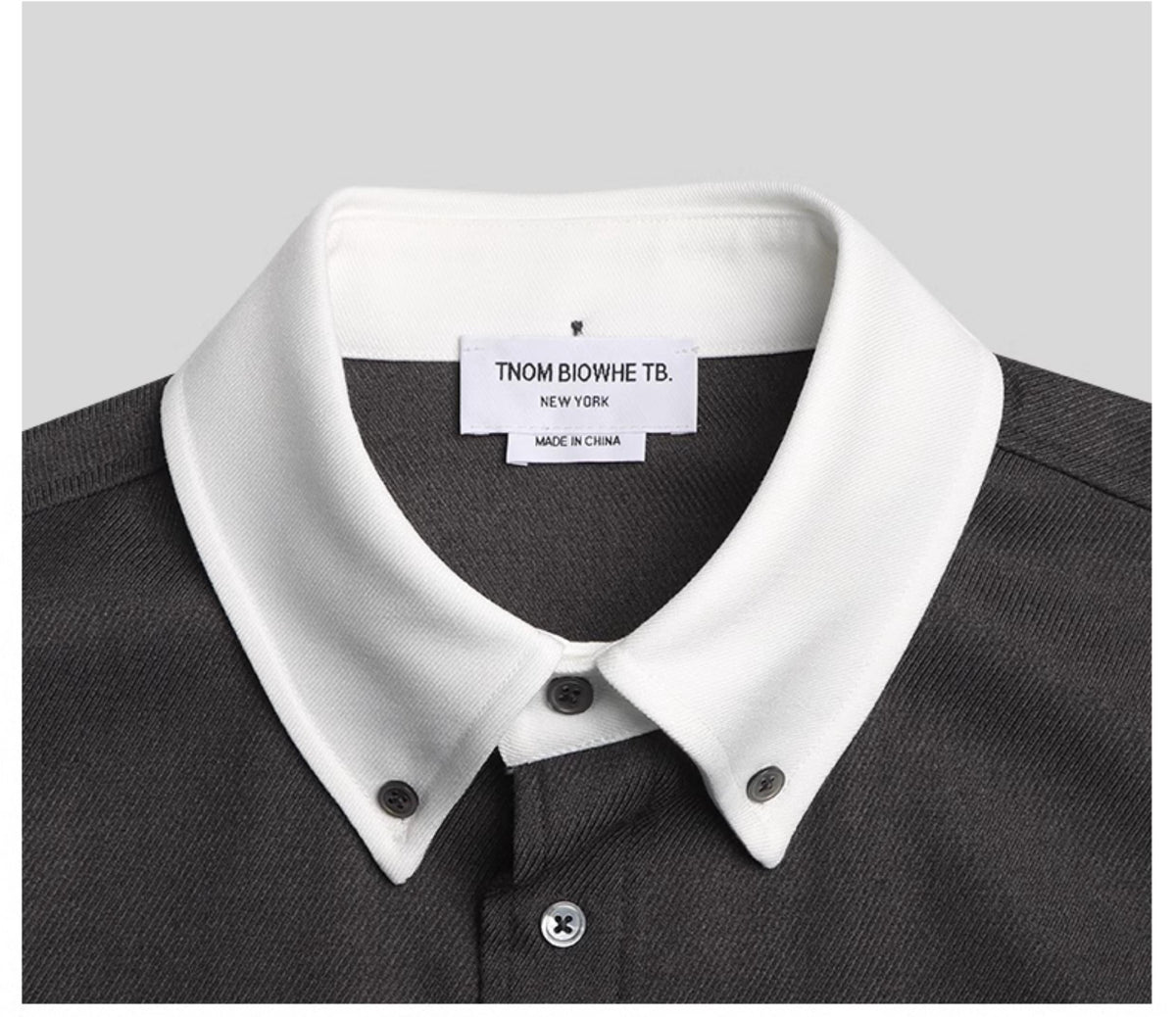 Men's shirt jacket by Thom Browne, shirt detail view