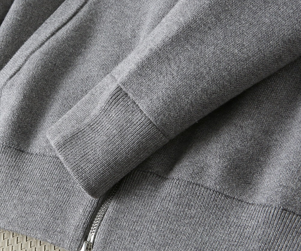 Thom Browne Unisex Zip-Up Knit Bomber Jacket with Tonal Four-Bar Detail