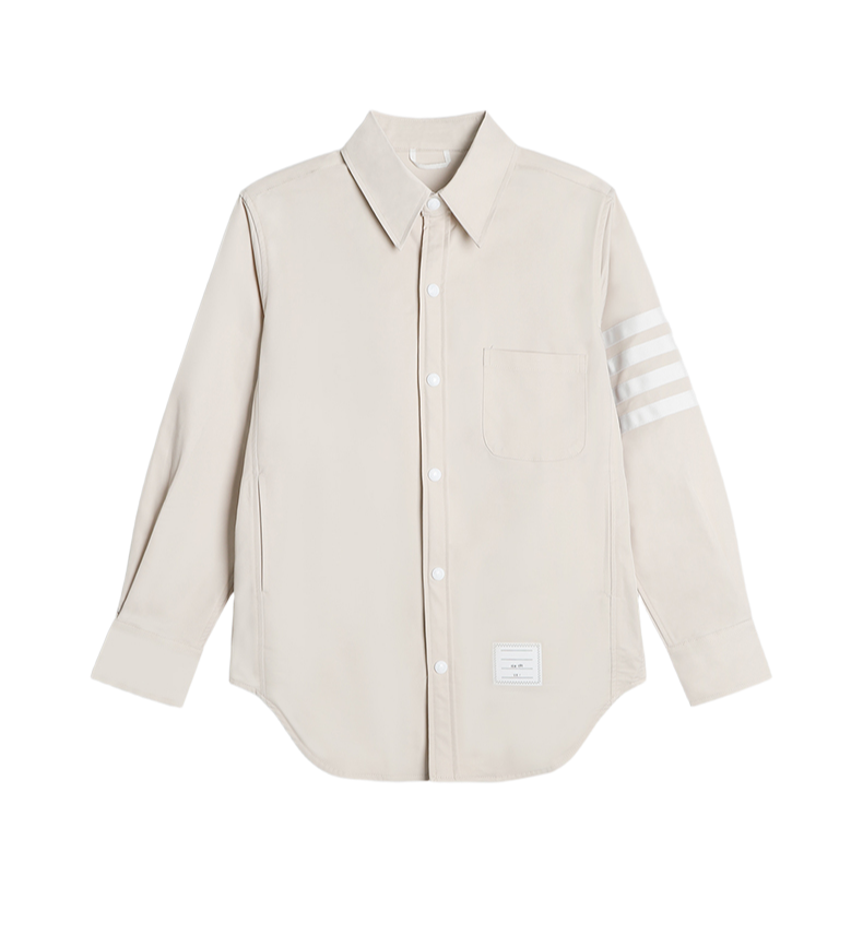 Men's shirt jacket by Thom Browne, shirt detail view