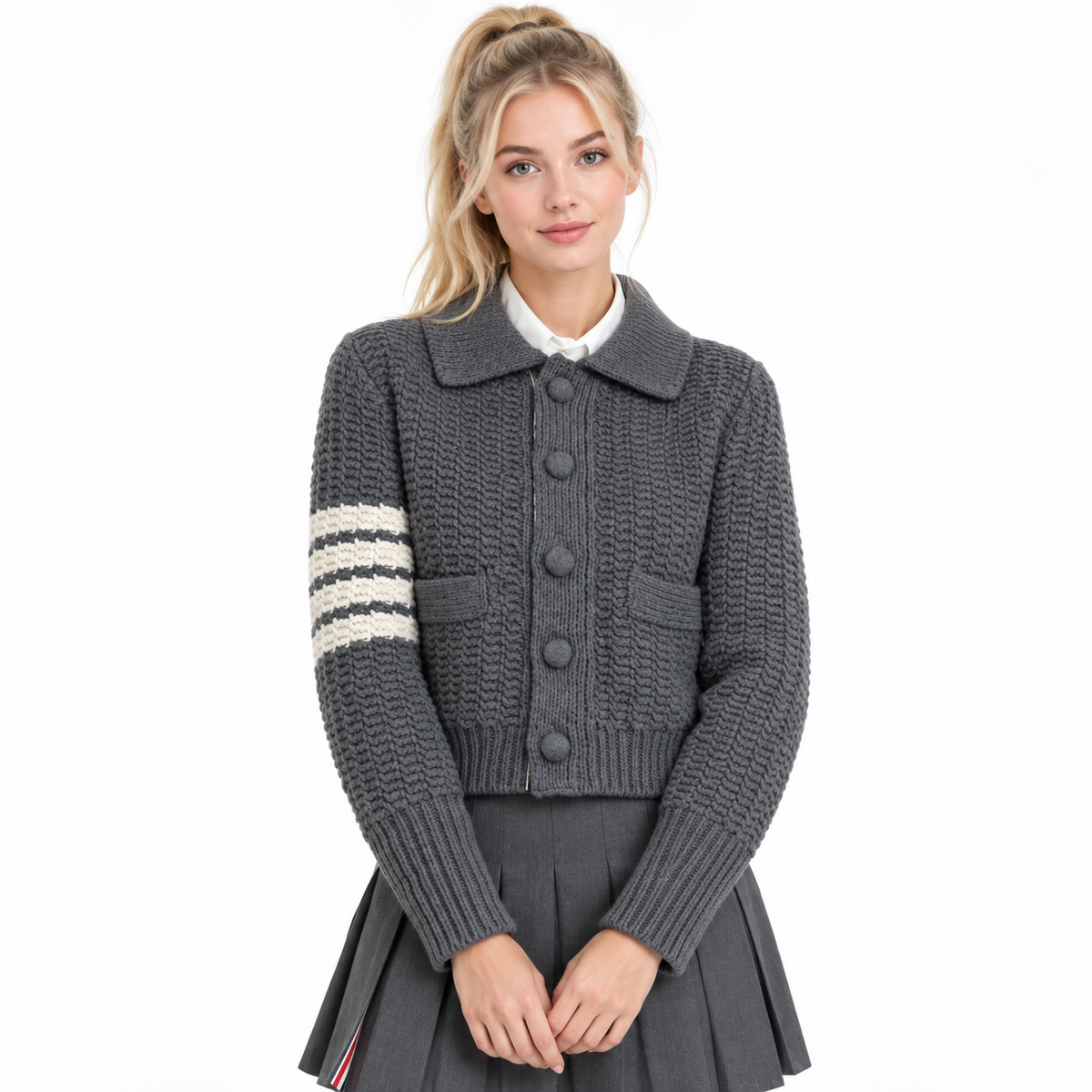 wool knit cardigan - Model Main Image