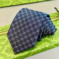 Gucci Style Men's GG Diamond Jacquard Silk Tie - Detail Image 2