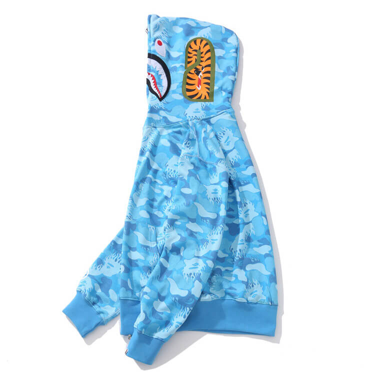 BAPE Blue & Red Camo Shark Hoodie product view 2