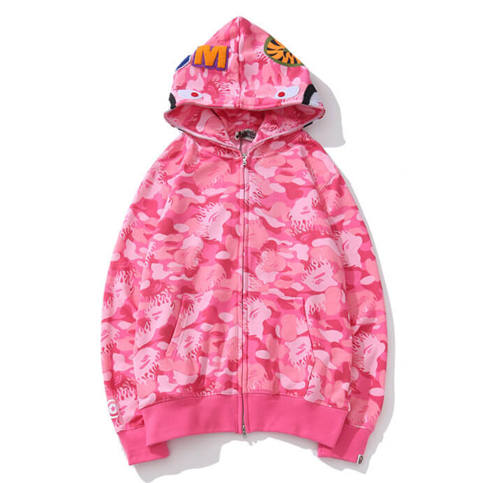 BAPE Blue & Red Camo Shark Hoodie product view 3