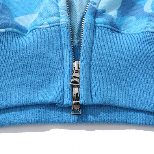 BAPE Blue & Red Camo Shark Hoodie product view 7