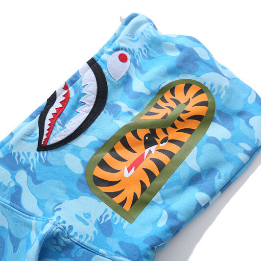 BAPE Blue & Red Camo Shark Hoodie product view 5