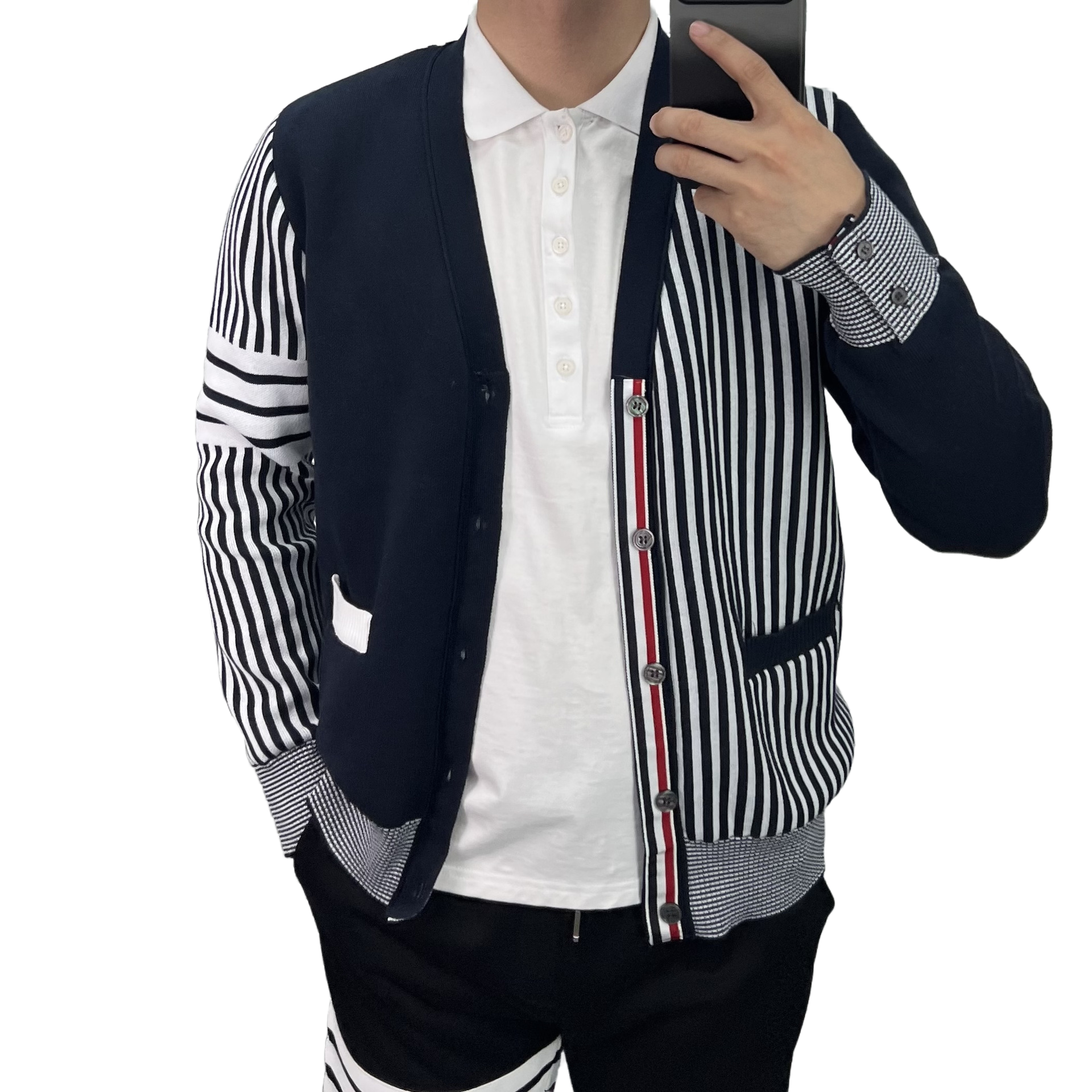 2025SS Men's striped cardigan THOM TREND