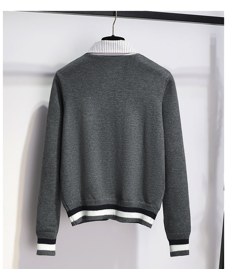 Fake two-piece cardigan + pleated skirt THOM TREND