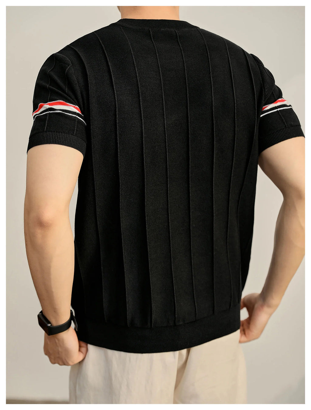 Four-Bar Polo T-Shirt - Men's Classic Button Collar Tee by Thom Browne, product detail view