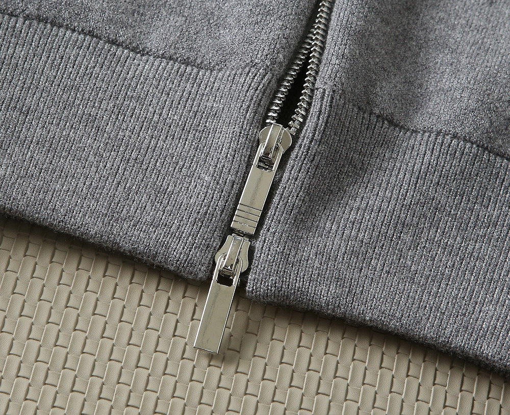 Thom Browne Unisex Zip-Up Knit Bomber Jacket with Tonal Four-Bar Detail