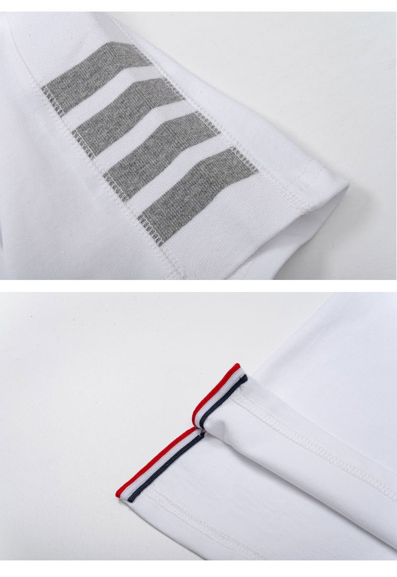 Four-bar sleeve T-shirt by Thom Browne, product detail view